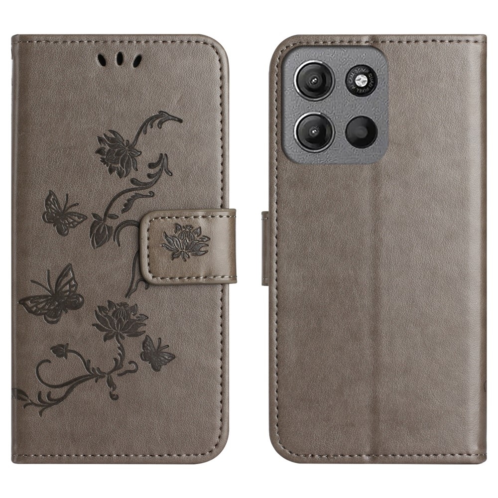 Flower knížkové pouzdro na Motorola Moto G86 5G/G86 Power 5G - šedé