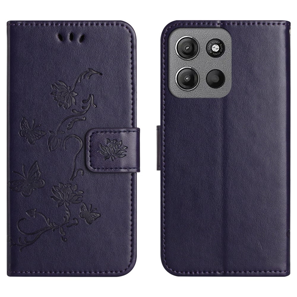 Flower knížkové pouzdro na Motorola Moto G86 5G/G86 Power 5G - tmavěfialové