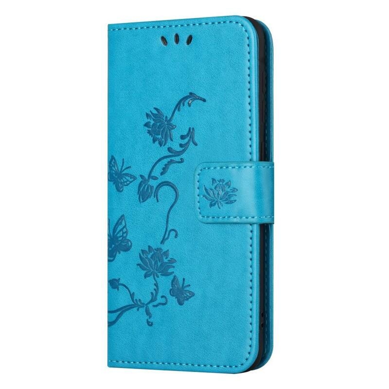 Flower knížkové pouzdro na Samsung Galaxy A14 4G/5G - modré