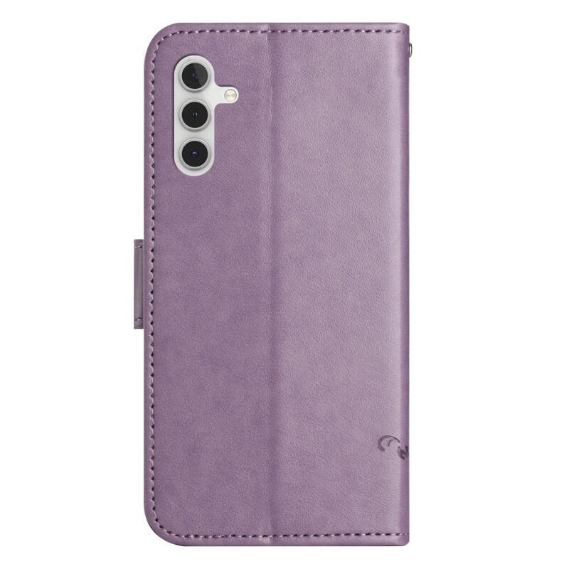 Flower knížkové pouzdro na Samsung Galaxy A14 4G/5G - světlefialové