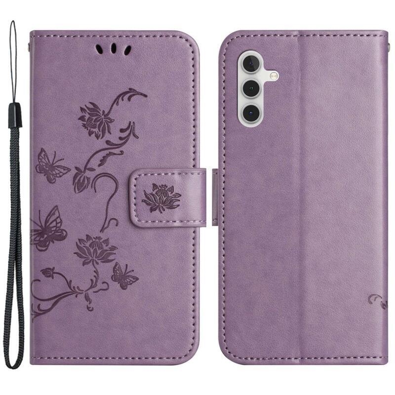 Flower knížkové pouzdro na Samsung Galaxy A14 4G/5G - světlefialové