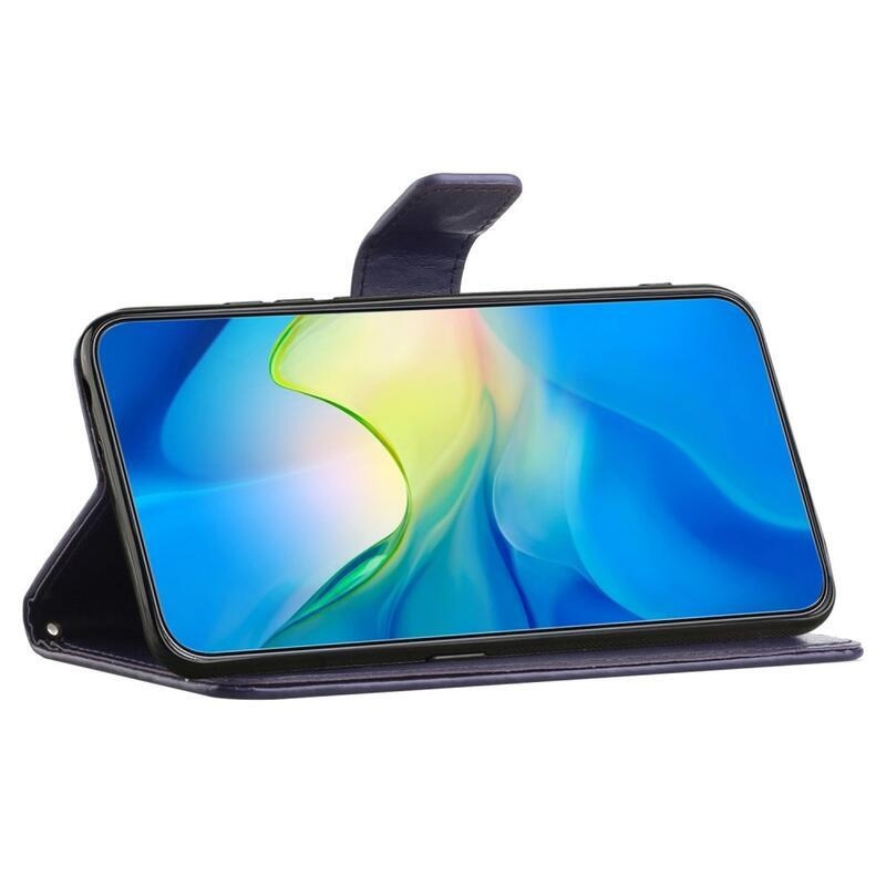 Flower knížkové pouzdro na Samsung Galaxy A14 4G/5G - tmavěfialové