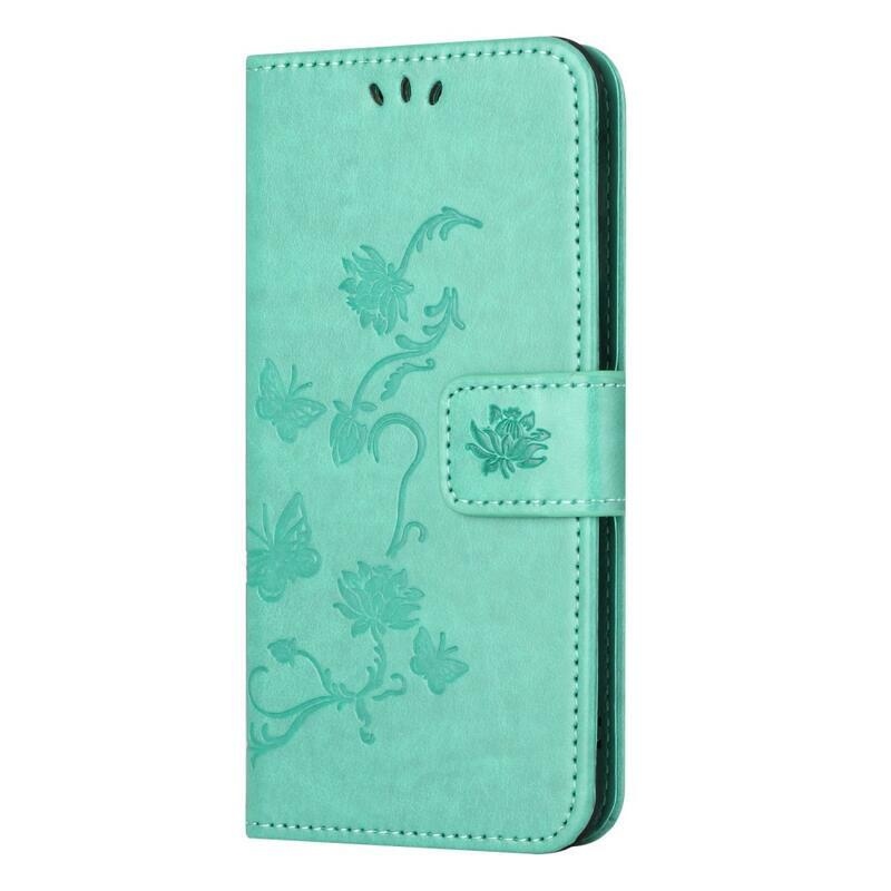 Flower knížkové pouzdro na Samsung Galaxy A14 4G/5G - zelené