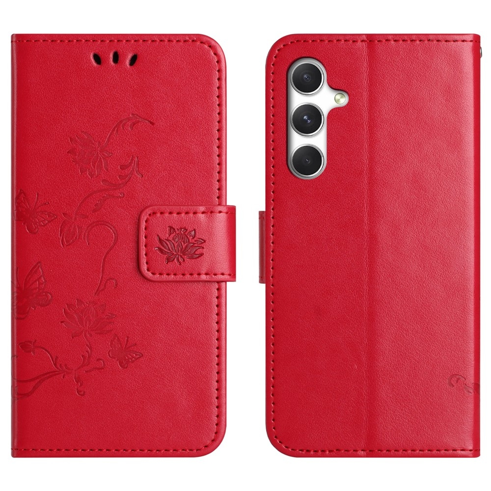 Flower knížkové pouzdro na Samsung Galaxy A27 - červené