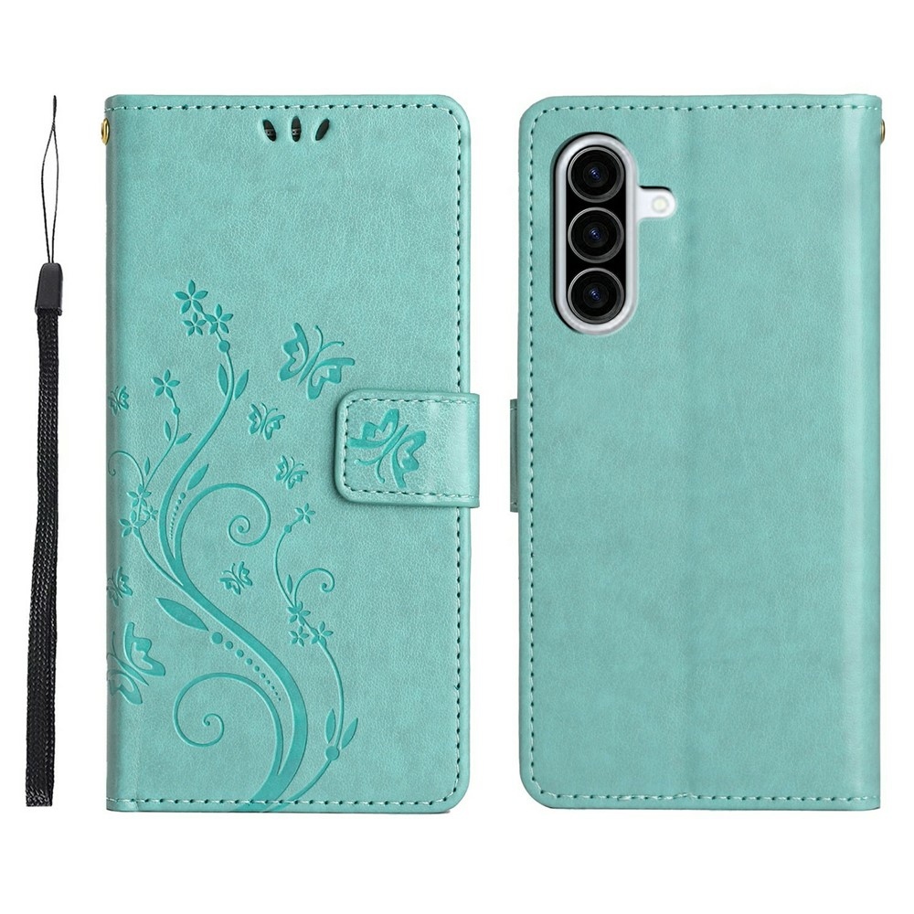Flowers knížkové pouzdro na Samsung Galaxy A27 - modrozelené