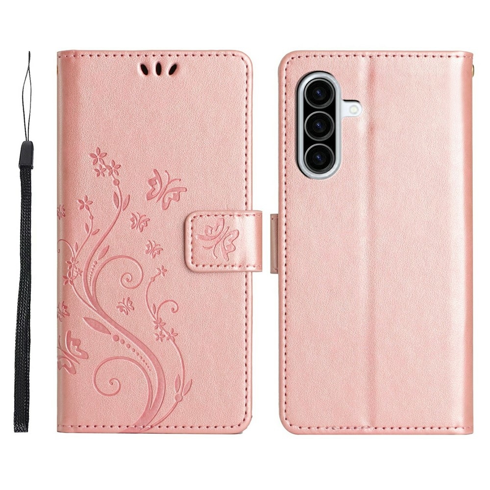 Flowers knížkové pouzdro na Samsung Galaxy A27 - růžovozlaté