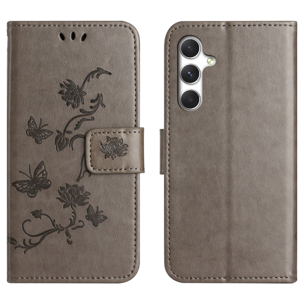 Flower knížkové pouzdro na Samsung Galaxy A27 - šedé