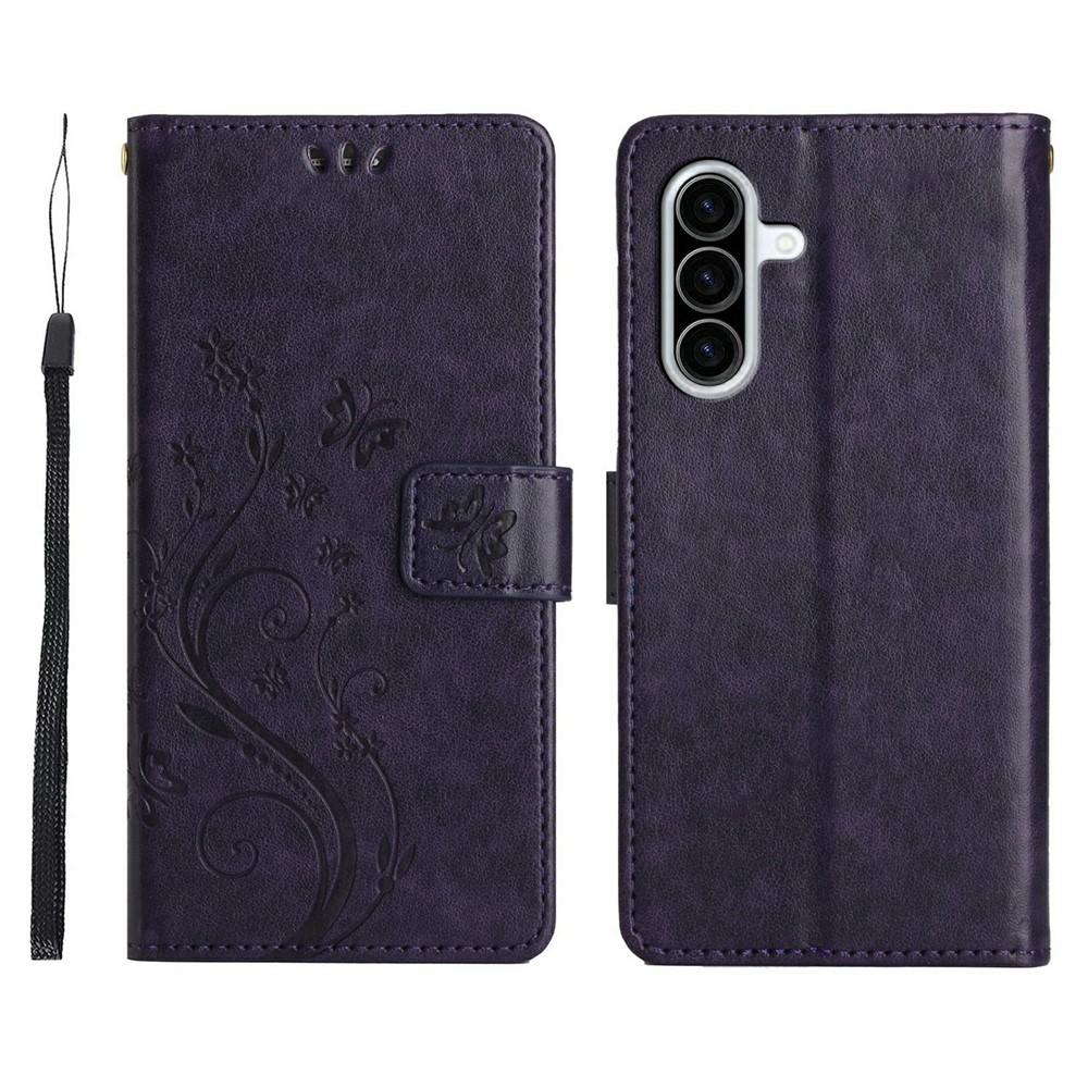 Flowers knížkové pouzdro na Samsung Galaxy A27 - tmavěfialové
