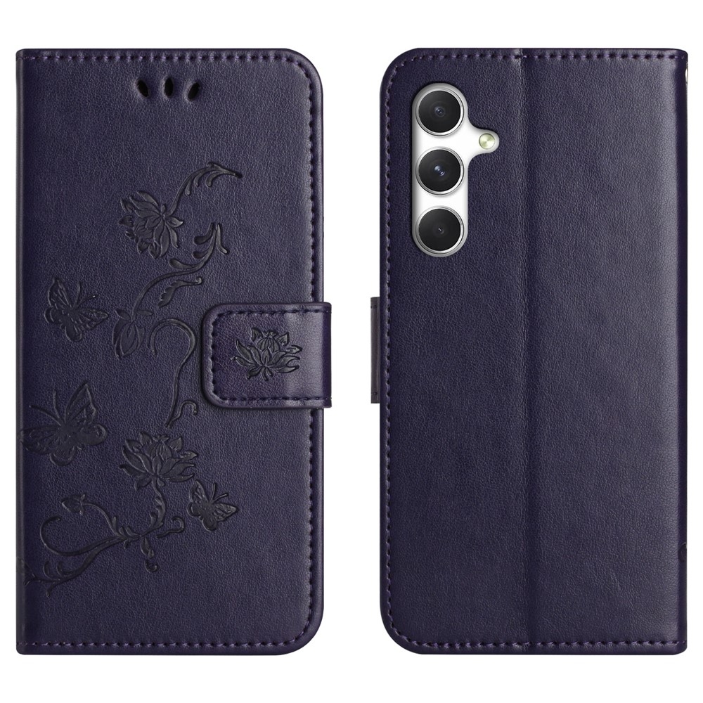 Flower knížkové pouzdro na Samsung Galaxy A27 - tmavěfialové