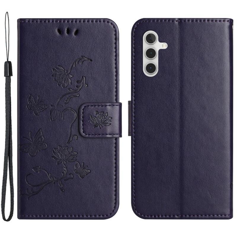 Flower knížkové pouzdro na Samsung Galaxy A34 5G - tmavěfialové