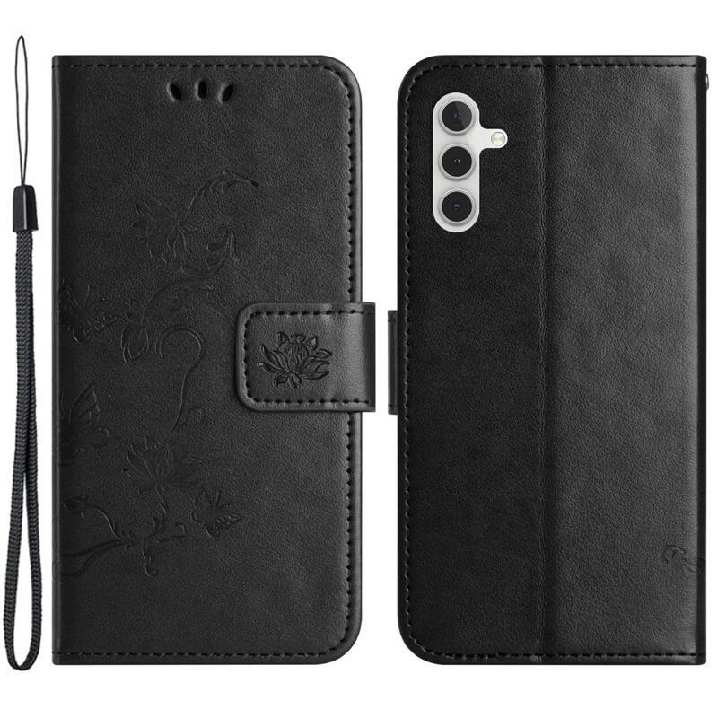 Flower knížkové pouzdro na Samsung Galaxy A54 5G - černé