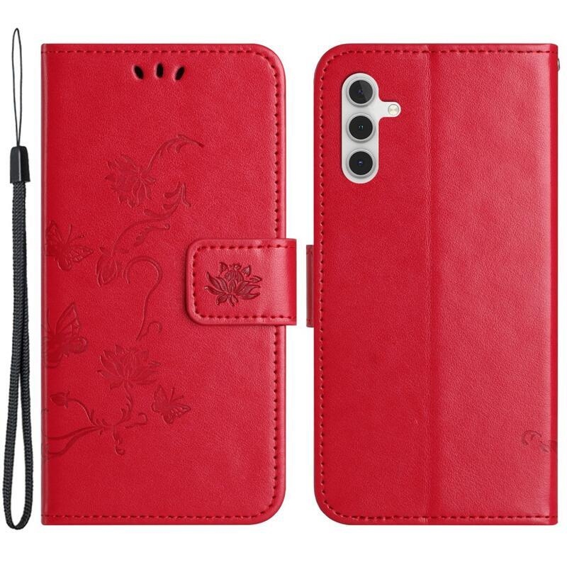 Flower knížkové pouzdro na Samsung Galaxy A54 5G - červené