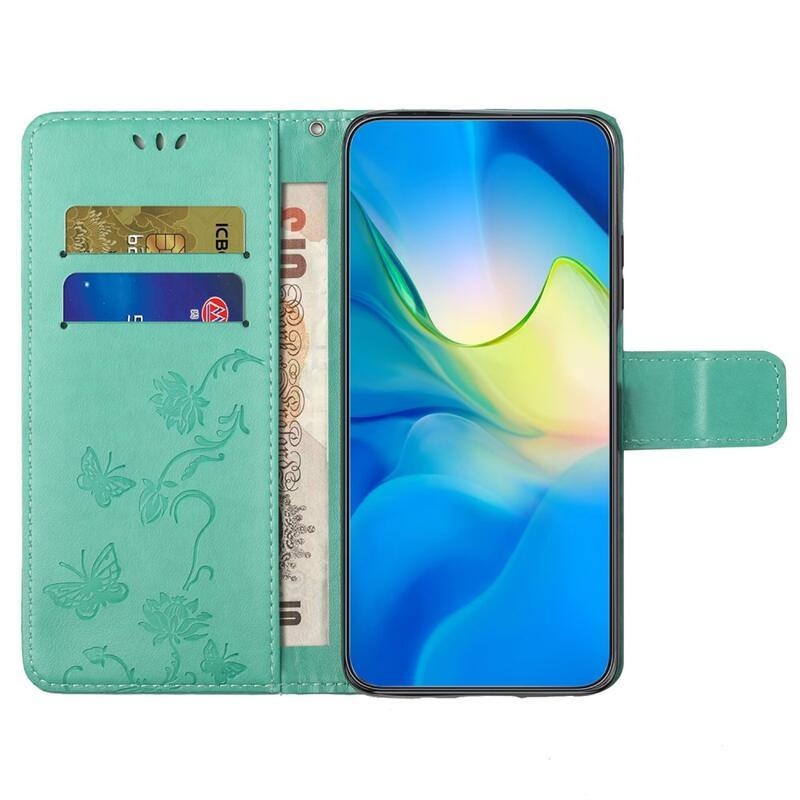 Flower knížkové pouzdro na Samsung Galaxy A54 5G - modrozelené