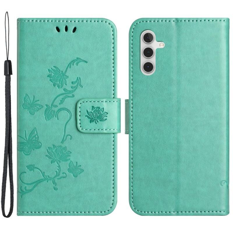 Flower knížkové pouzdro na Samsung Galaxy A54 5G - modrozelené