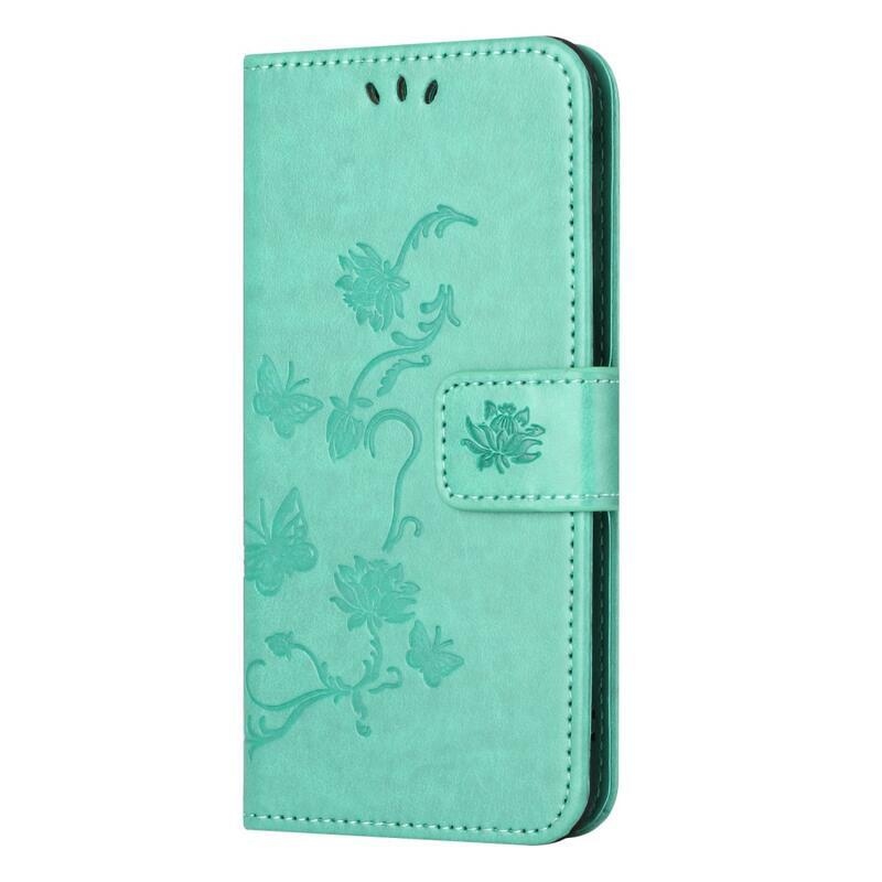 Flower knížkové pouzdro na Samsung Galaxy A54 5G - modrozelené