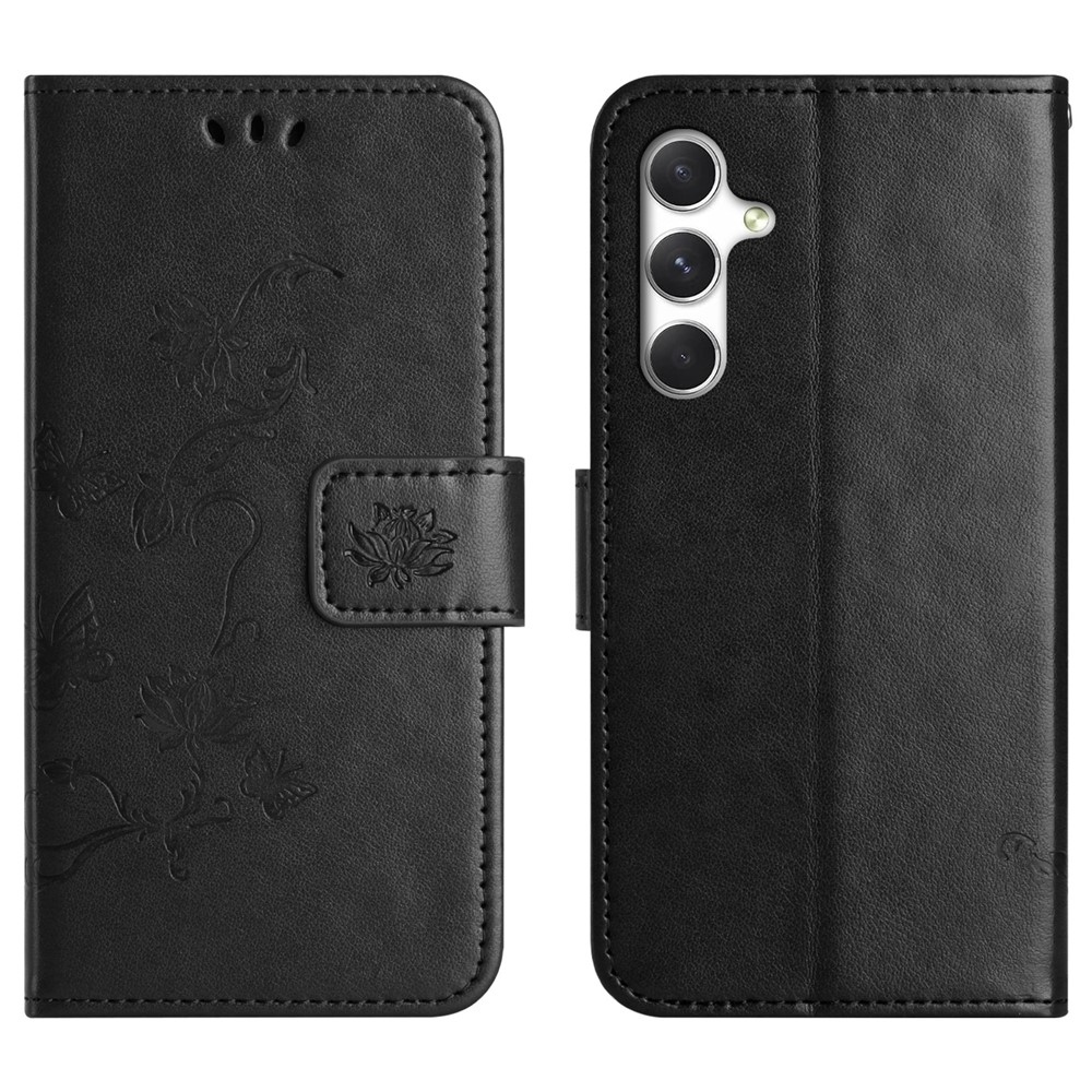 Flower knížkové pouzdro na Samsung Galaxy A57 5G - černé