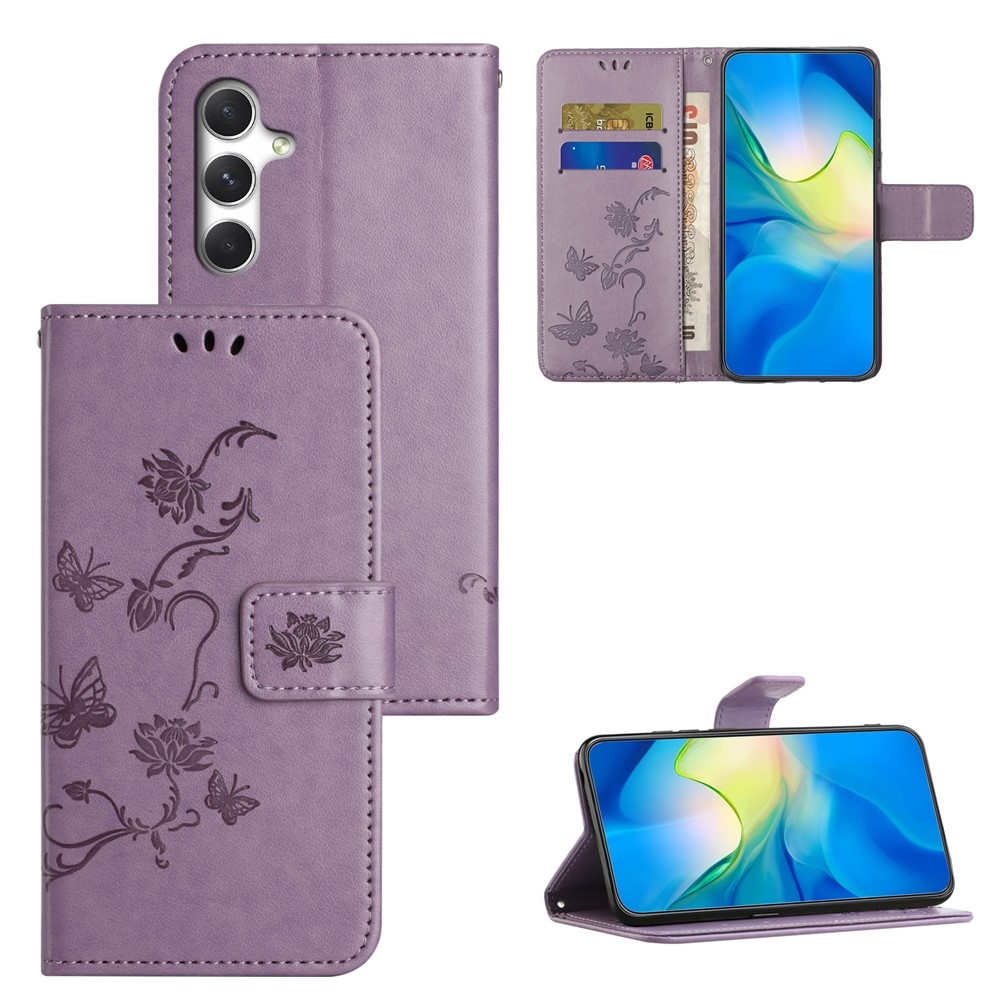 Flower knížkové pouzdro na Samsung Galaxy A57 5G - světlefialové