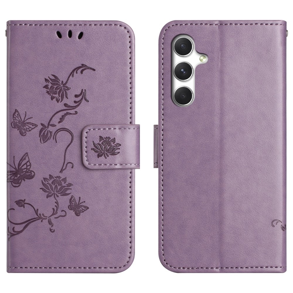 Flower knížkové pouzdro na Samsung Galaxy A57 5G - světlefialové