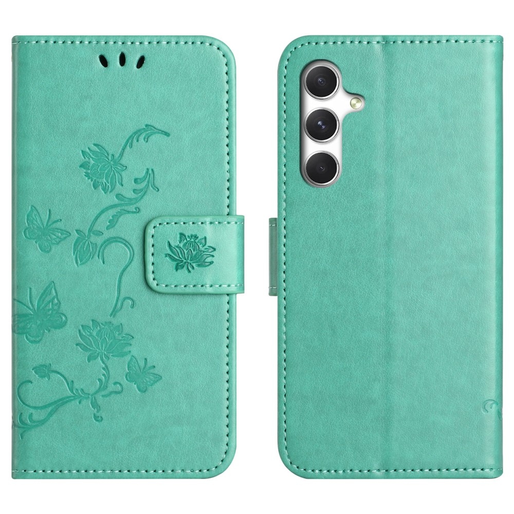 Flower knížkové pouzdro na Samsung Galaxy S26+ - modrozelené