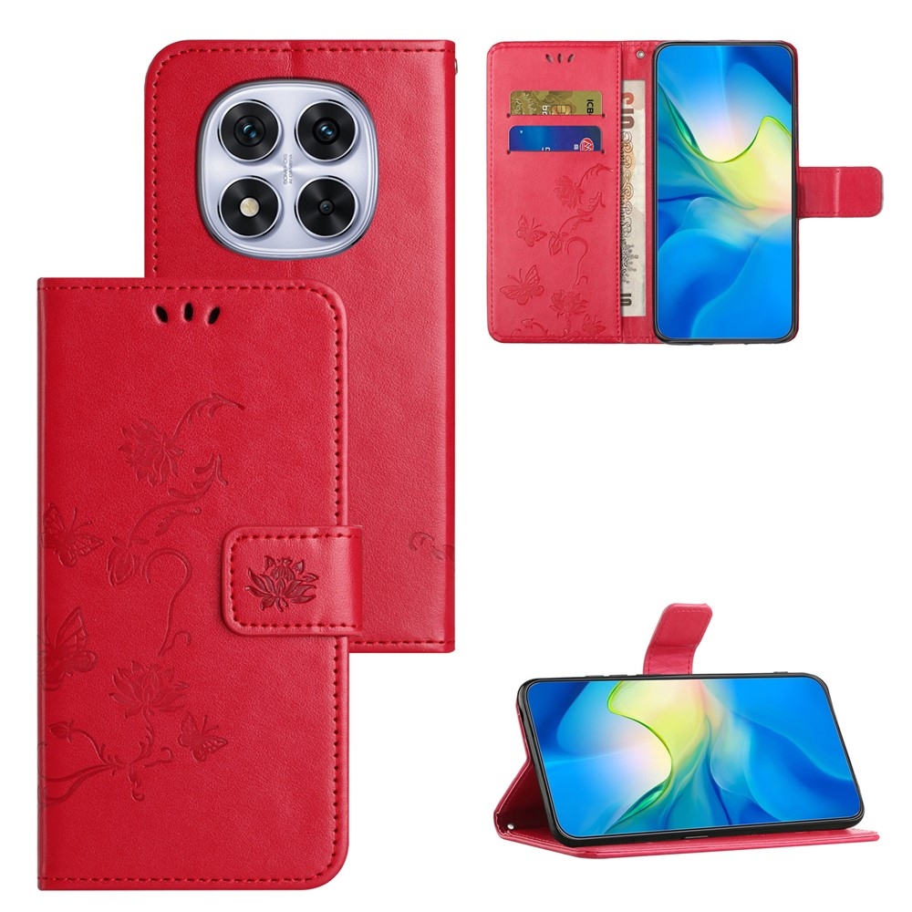 Flower knížkové pouzdro na Xiaomi Poco M8 5G/Redmi Note 15 5G - červené
