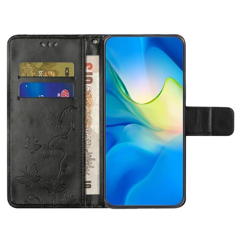 Flower knížkové pouzdro na Xiaomi Redmi Note 12 4G - černé