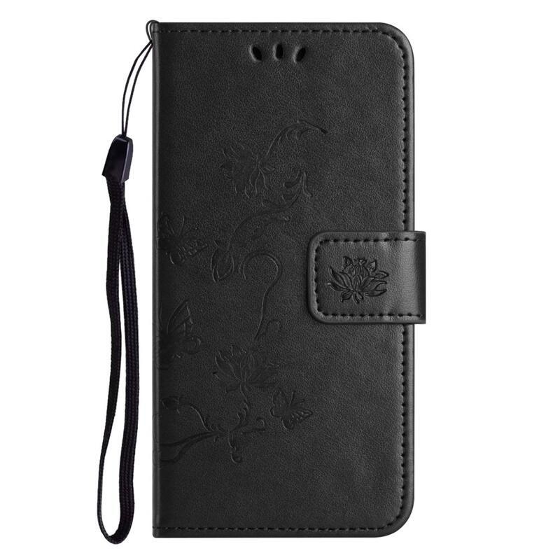 Flower knížkové pouzdro na Xiaomi Redmi Note 12 4G - černé