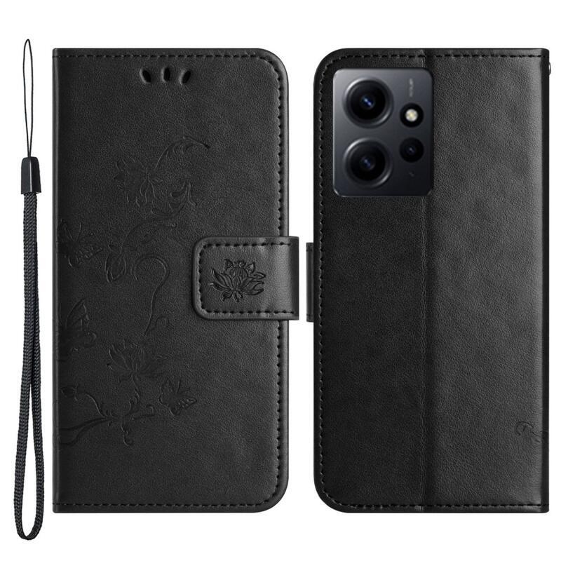 Flower knížkové pouzdro na Xiaomi Redmi Note 12 4G - černé