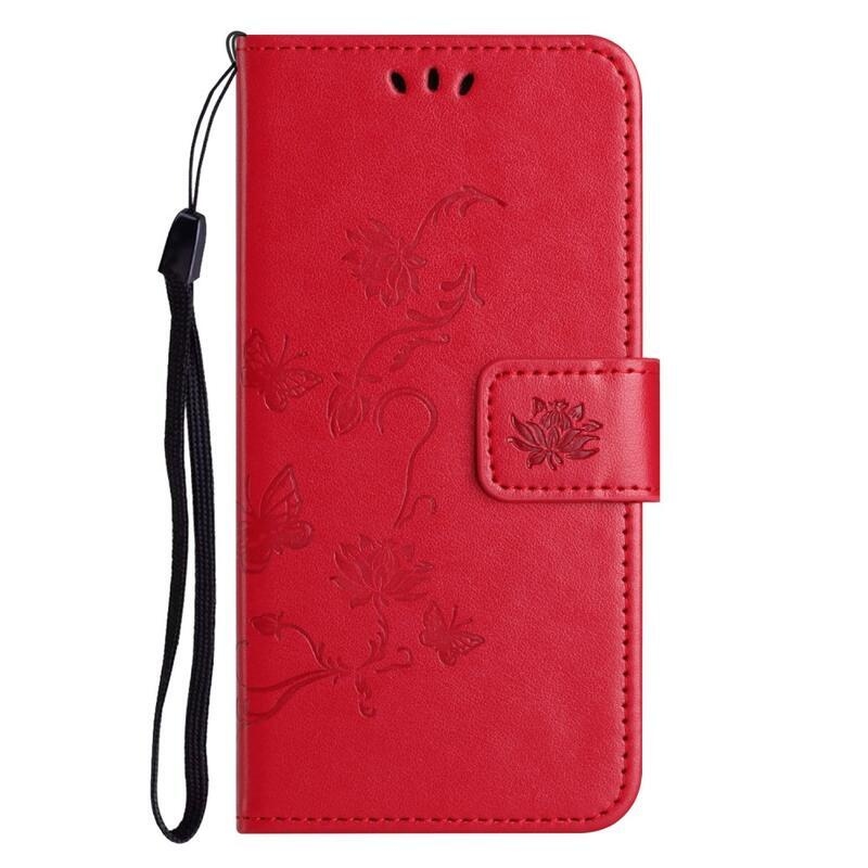 Flower knížkové pouzdro na Xiaomi Redmi Note 12 4G - červené