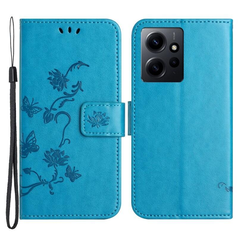 Flower knížkové pouzdro na Xiaomi Redmi Note 12 4G - modré
