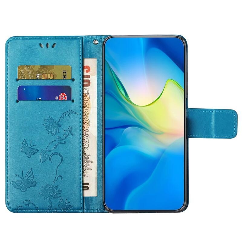 Flower knížkové pouzdro na Xiaomi Redmi Note 12 4G - modré