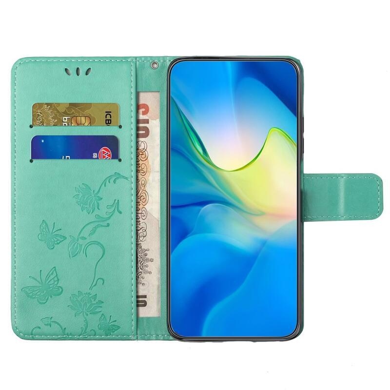 Flower knížkové pouzdro na Xiaomi Redmi Note 12 4G - modrozelené