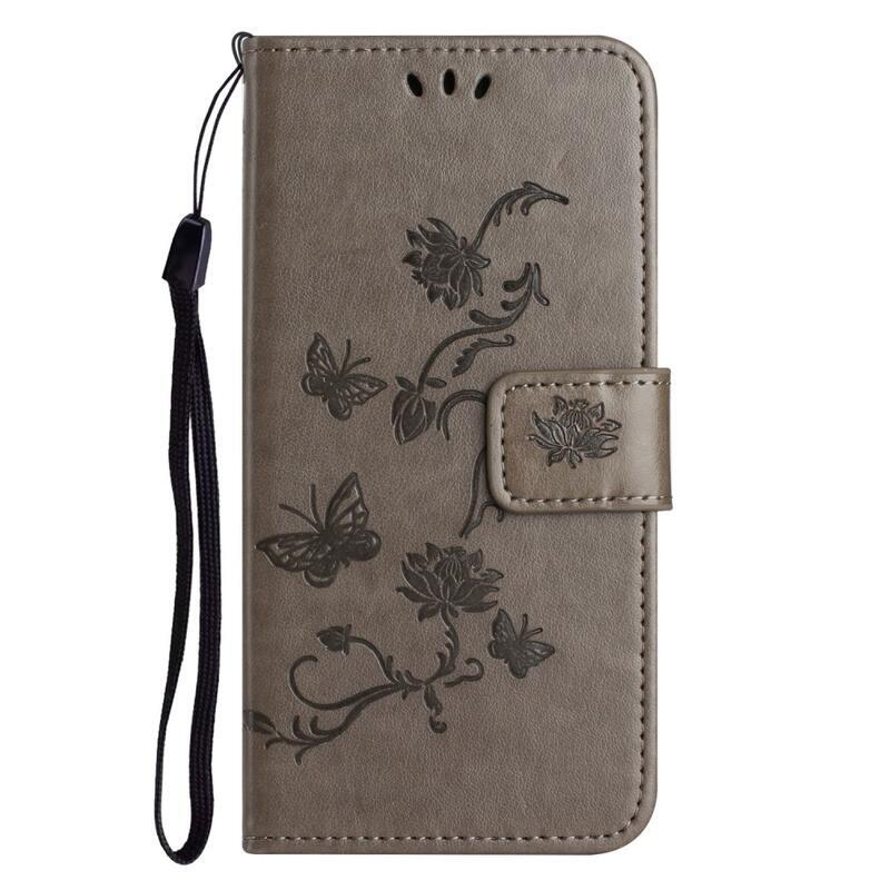 Flower knížkové pouzdro na Xiaomi Redmi Note 12 4G - šedé