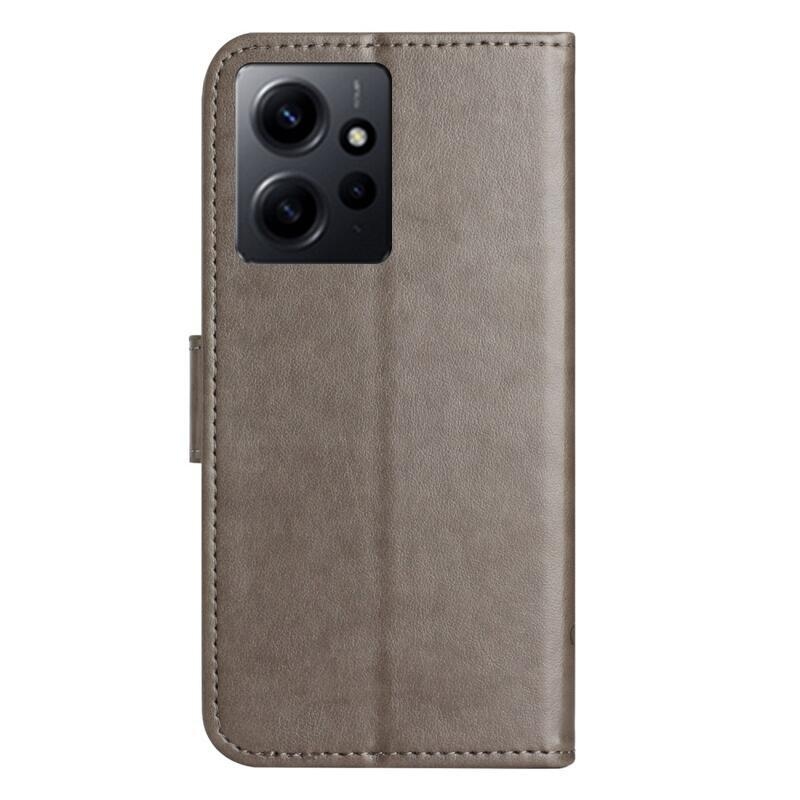 Flower knížkové pouzdro na Xiaomi Redmi Note 12 4G - šedé