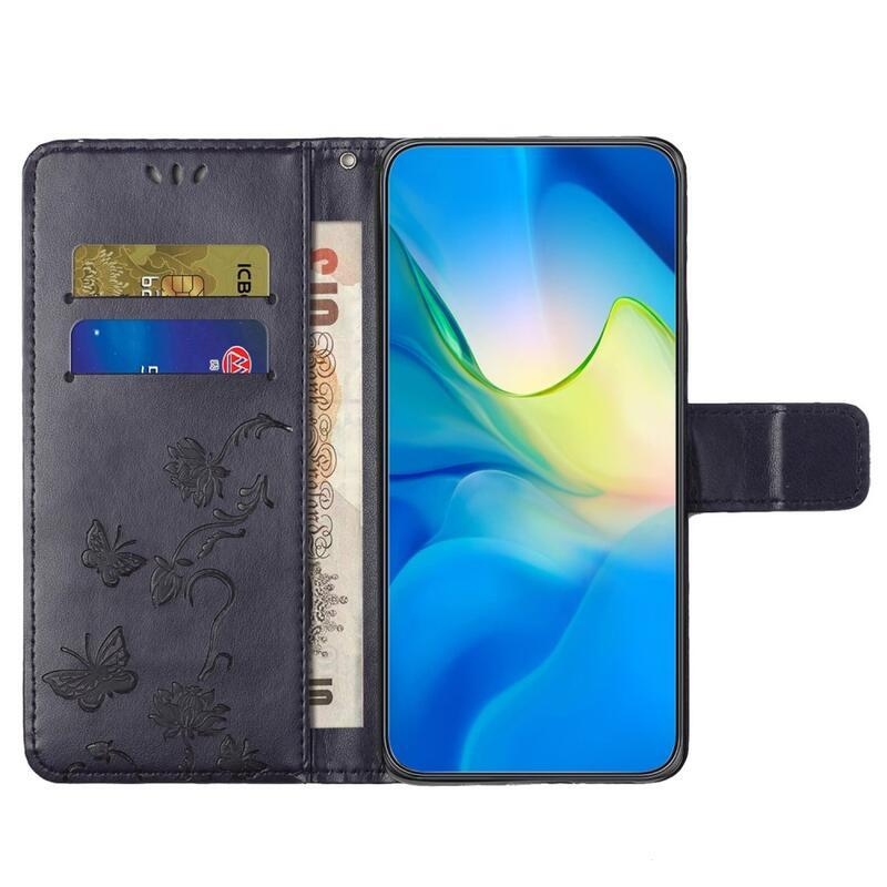 Flower knížkové pouzdro na Xiaomi Redmi Note 12 4G - tmavěfialové
