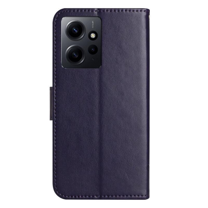 Flower knížkové pouzdro na Xiaomi Redmi Note 12 4G - tmavěfialové