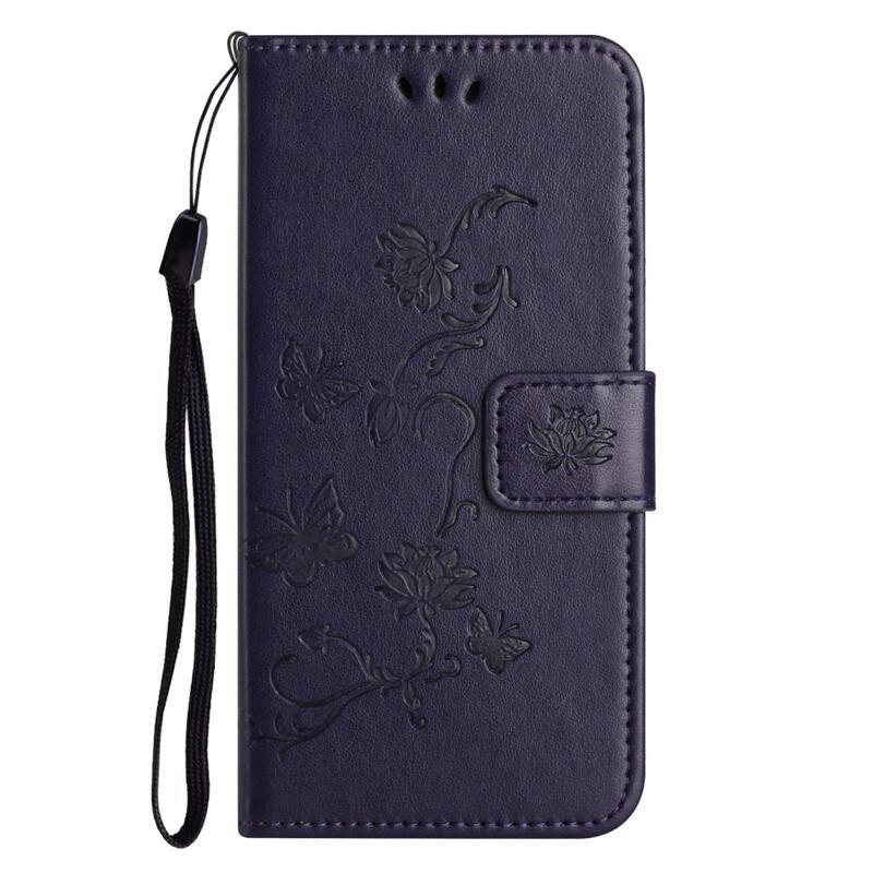 Flower knížkové pouzdro na Xiaomi Redmi Note 12 4G - tmavěfialové