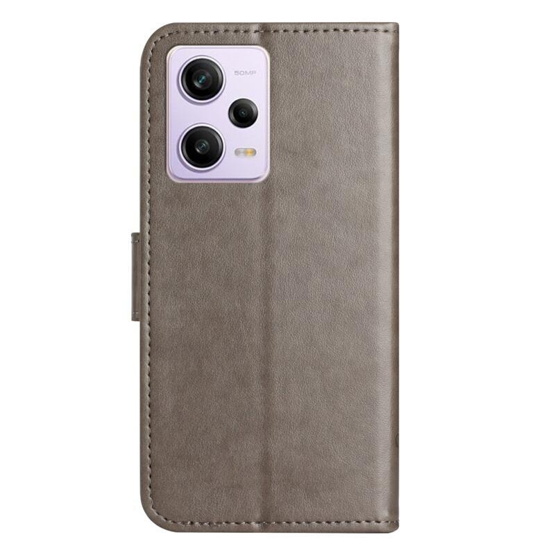 Flower knížkové pouzdro na Xiaomi Redmi Note 12 5G/Poco X5 5G - šedé