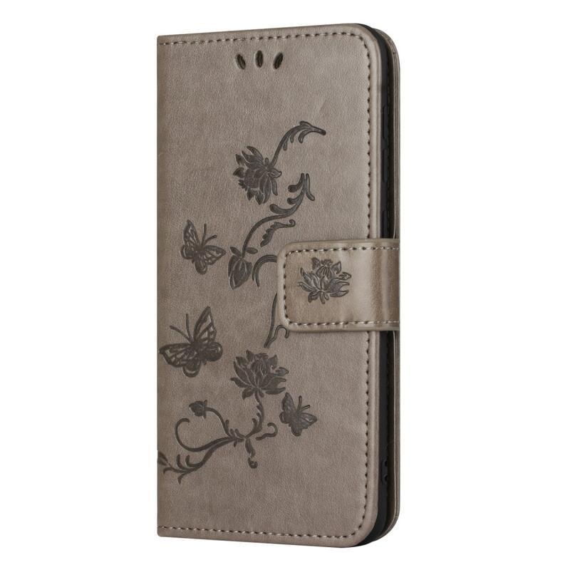 Flower knížkové pouzdro na Xiaomi Redmi Note 12 5G/Poco X5 5G - šedé