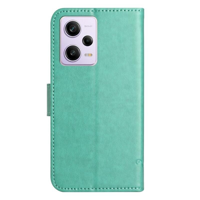 Flower knížkové pouzdro na Xiaomi Redmi Note 12 5G/Poco X5 5G - zelené
