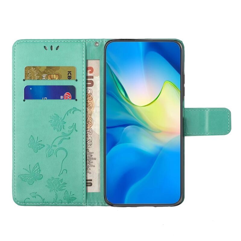 Flower knížkové pouzdro na Xiaomi Redmi Note 12 Pro+ 5G - modrozelené
