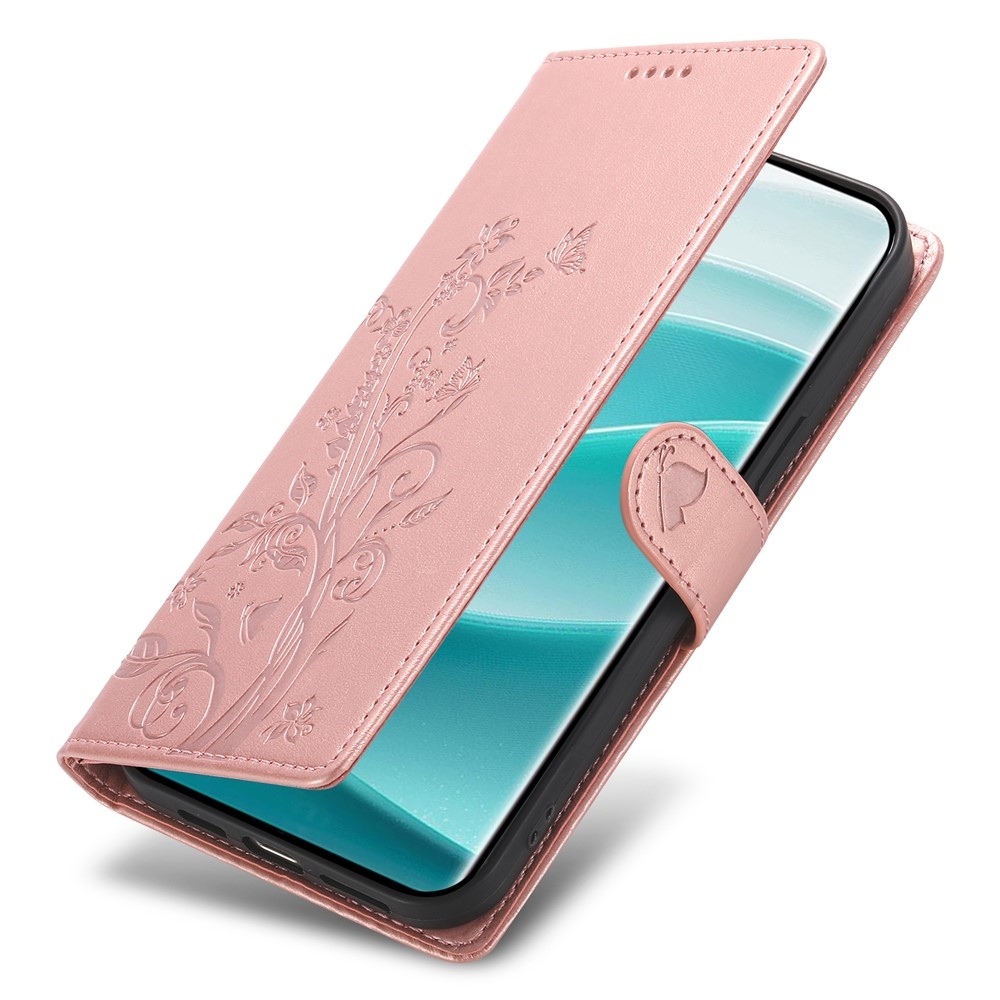 Flower knížkové pouzdro na Xiaomi Redmi Note 15 Pro 4G - růžovozlaté