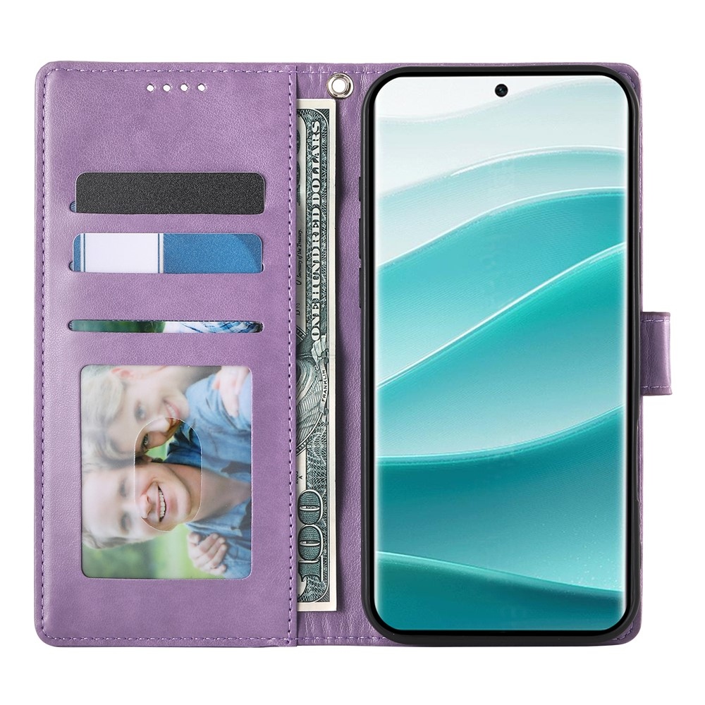 Flower knížkové pouzdro na Xiaomi Redmi Note 15 Pro 4G - světlefialové