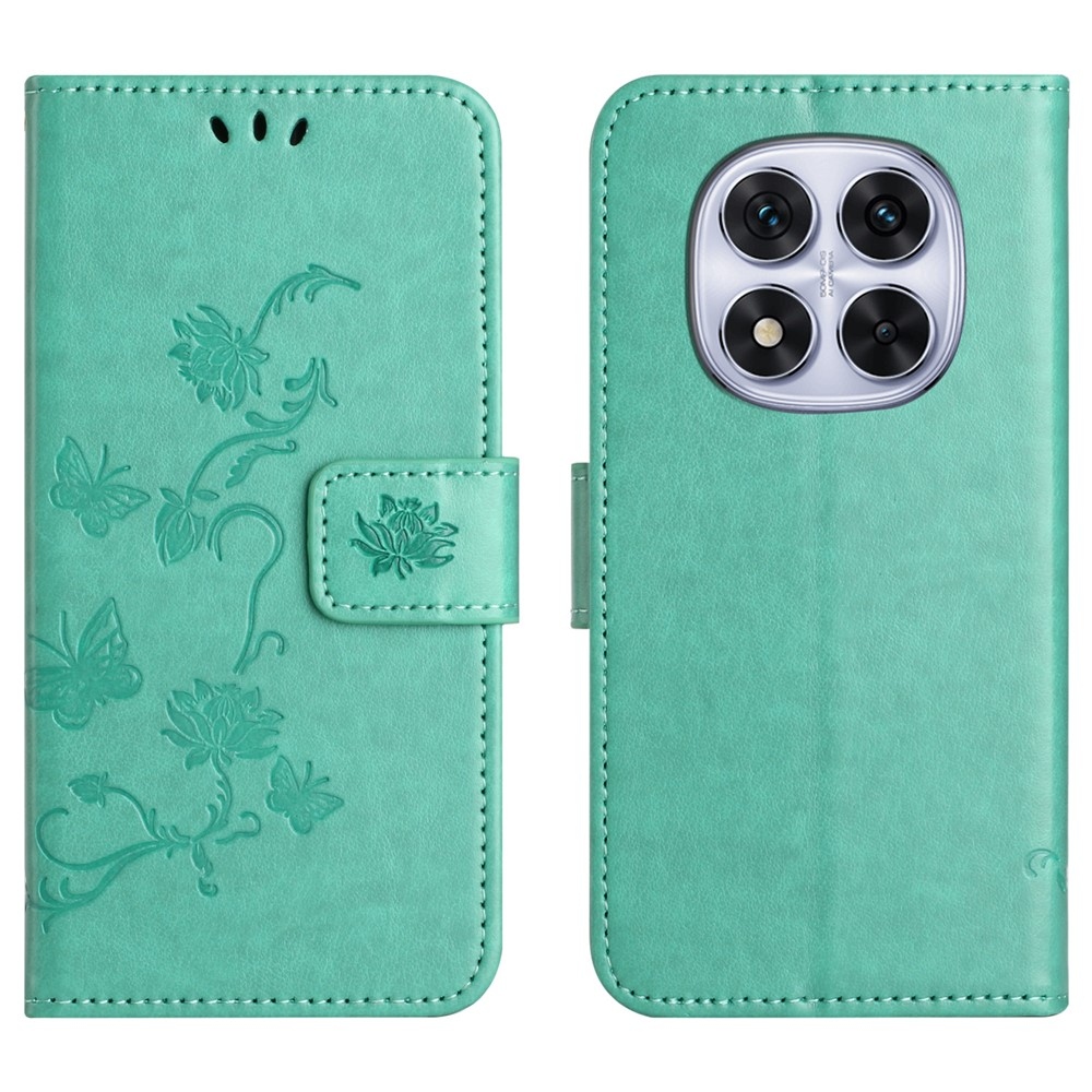 Flower knížkové pouzdro na Xiaomi Redmi Note 15 Pro 5G - modrozelené