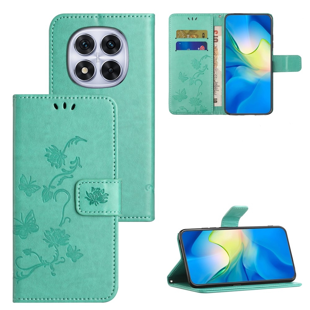 Flower knížkové pouzdro na Xiaomi Redmi Note 15 Pro+ 5G - modrozelené