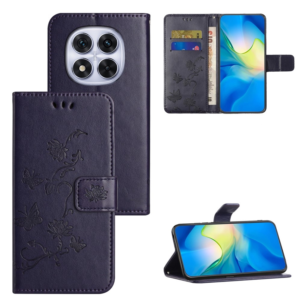 Flower knížkové pouzdro na Xiaomi Redmi Note 15 Pro+ 5G - tmavěfialové