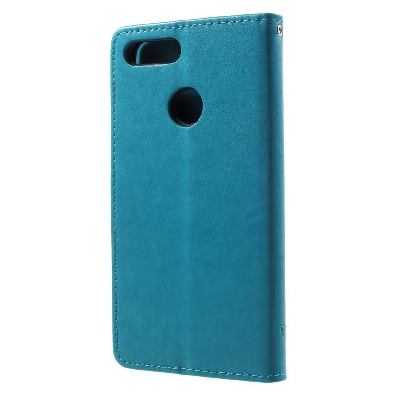Flower PU kožené peněženkové pouzdro na mobil Honor 9 Lite - modré