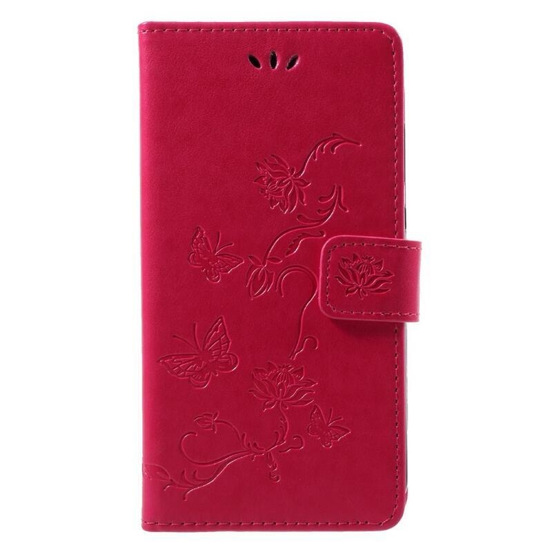 Flower PU kožené peněženkové pouzdro na mobil Honor 9 Lite - rose