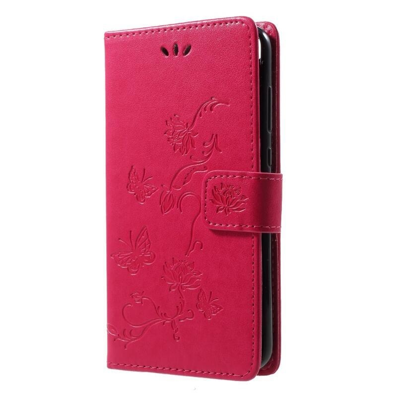 Flower PU kožené peněženkové pouzdro na mobil Honor 9 Lite - rose