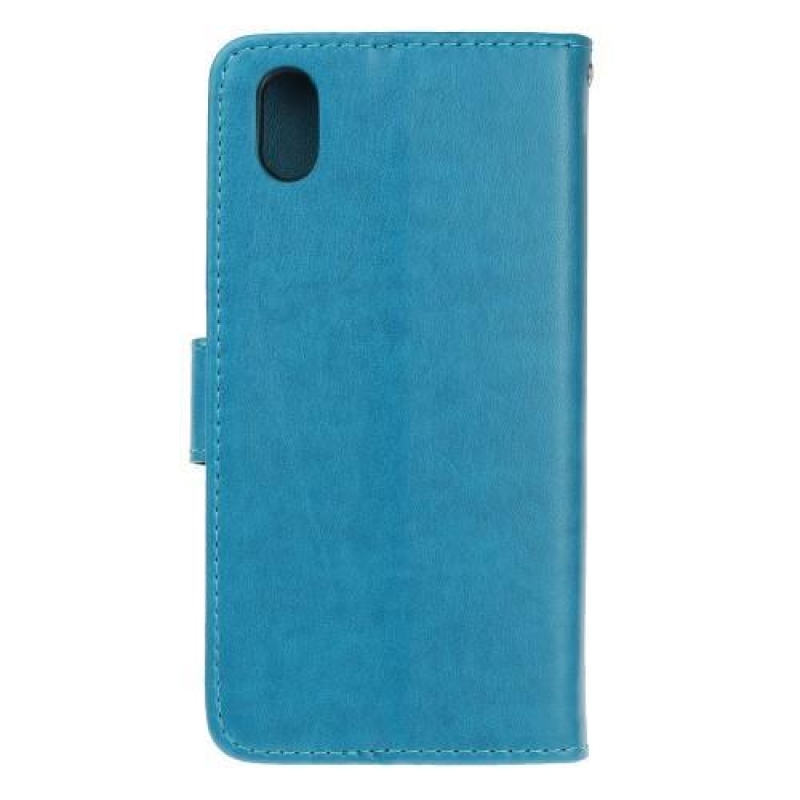 Flower PU kožené peněženkové pouzdro na mobil Huawei Y5 (2019) / Honor 8S - modré