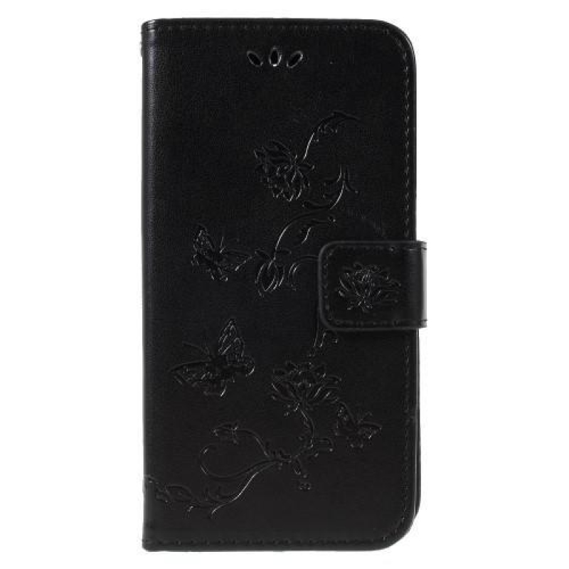 Flower PU kožené peněženkové pouzdro na mobil Nokia 7.1 - černé